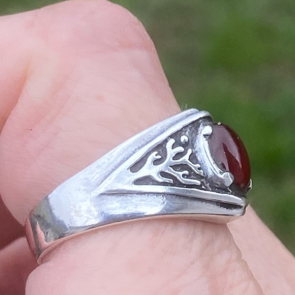 Celtic Tree of Life Ring .925 Sterling Silver w/ Genuine Carnelian made in USA - Picture 9 of 16